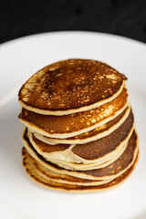 delicious homemade hot pancakes with honey
