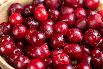 frozen berries of red ripe cherries