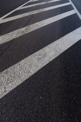 old road markings on the highway in winter