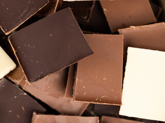 white, bitter and milk chocolate pieces