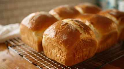 Papier Peint photo Lavable Pain baked bread, Artisan Bakery's Pride: Freshly Baked Bread Loaves