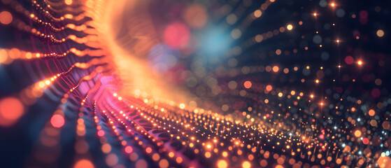 Fototapeta premium Colorful Digital Data Fractal with Bokeh and Fragmental Lighting