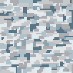 Pixel camo seamless gray color pattern, vector background. Camouflage texture.
