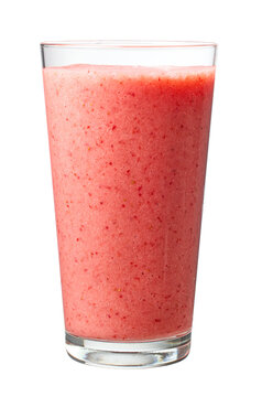 glass of strawberry and banana smoothie