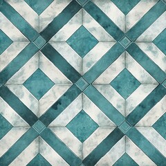 Abstract teal colored traditional motif tiles wallpaper floor texture background