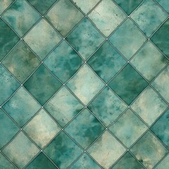 Abstract teal colored traditional motif tiles wallpaper floor texture background