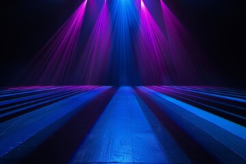 Backdrop space with purple and blue lighting.