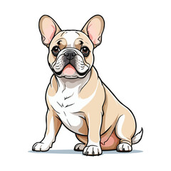 French bulldog sitting and looking at the camera. Vector illustration.