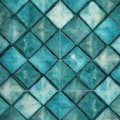 Abstract turquoise colored traditional motif tiles wallpaper floor texture background