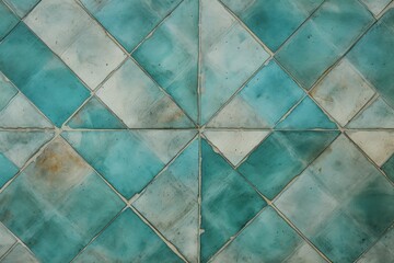 Abstract turquoise colored traditional motif tiles wallpaper floor texture background