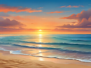 Fototapeta premium sunset sunrise beach sea wave