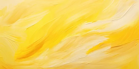 Fotobehang Abstract yellow oil paint brushstrokes texture pattern contemporary painting © Michael