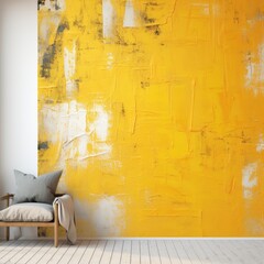 Abstract yellow oil paint brushstrokes texture pattern contemporary painting