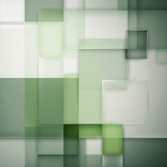 An abstract background with Green and white squares, in the style of layered geometry