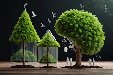 Embrace sustainable environment concept. preserving nature, reducing carbon footprint, and building green urban communities for a brighter future.
