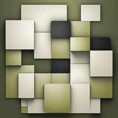 An abstract background with Olive and white squares, in the style of layered geometry