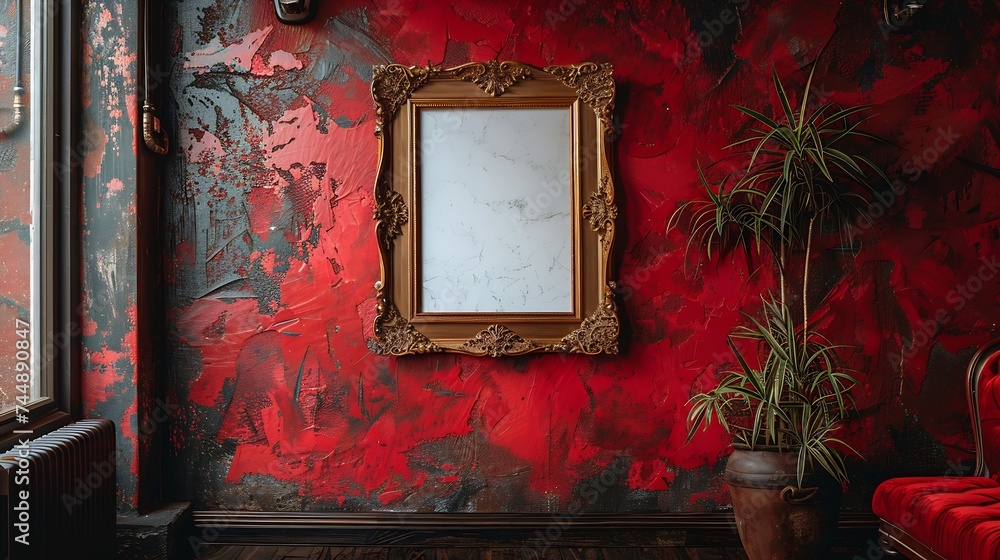 Poster generative ai : blank picture frame on the wall