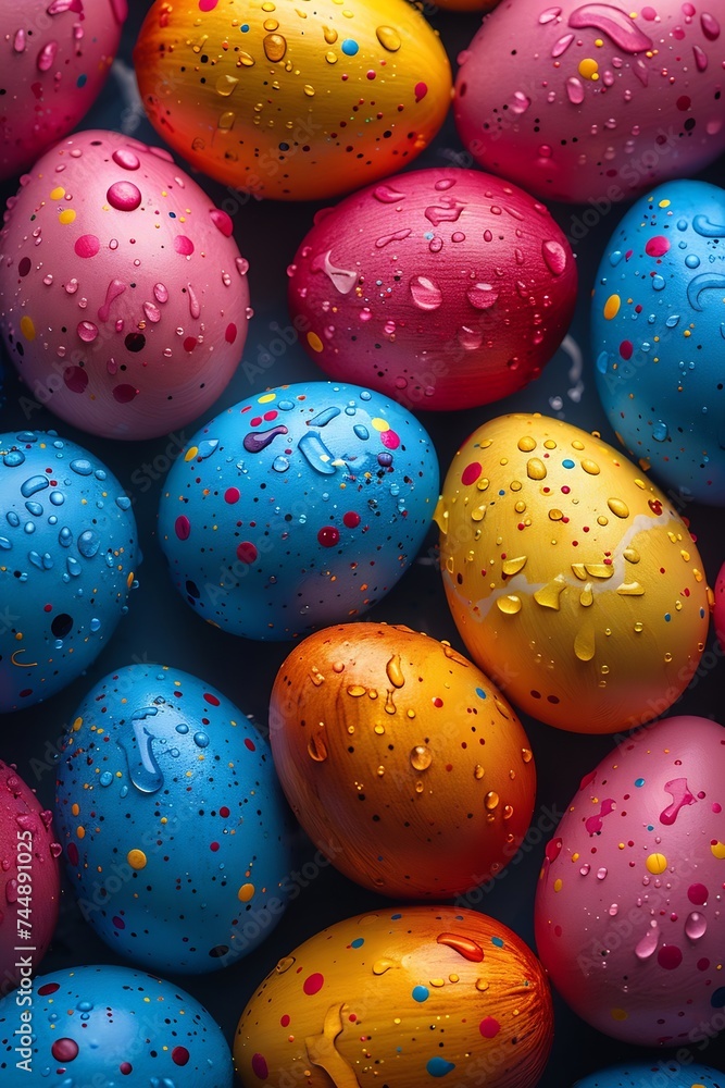 Poster generative ai : colorful easter eggs background