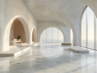 Fototapeta na wymiar Generative AI : Abstract architecture white room interior - white empty room corner with white walls