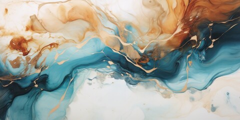 Brown blue white liquid that is flowing