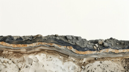 Layered geological cross-section layers on white background