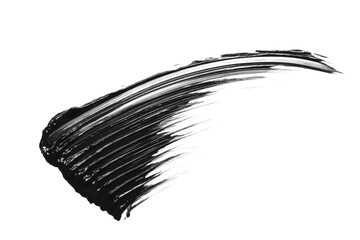 Smear of black mascara isolated on white, top view