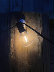 A modern LED light bulb shines bright, showcasing energy-efficient illumination for eco-friendly...