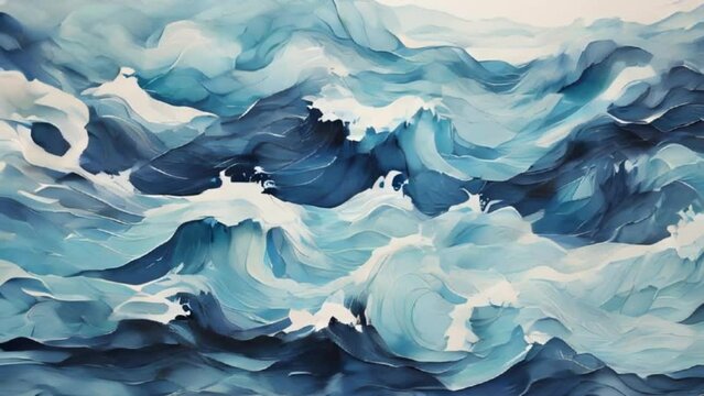 watercolor turquoise pattern of sea wave, motion
