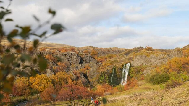 Gjain Valley in the Highlands of Iceland in Sunny Autumn