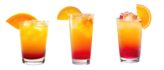 Tequila Sunrise, Cocktail Drink isolated on transparent background