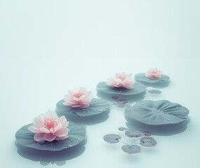 Naklejka na ściany i meble Serene lotus flowers on tranquil water