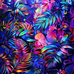 Tropical background with monstera leaves. Colorful exotic pattern.