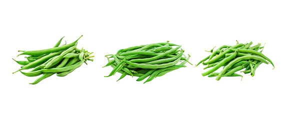 a pile of green beans isolated on transparent background