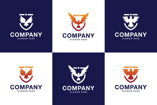 collection of eagle and shield , protection nation ,digital company , logo design template.