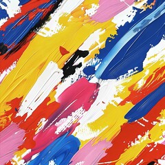 Abstract background with splash brushstrokes in colorful blue, red and yellow colors