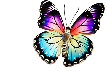 A beautiful rainbow butterfly on a transparent background
