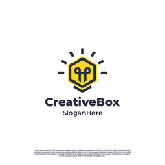 Creative box logo design on isolated background
