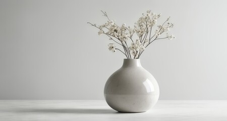  Elegant simplicity - A minimalist vase with delicate branches - obrazy, fototapety, plakaty