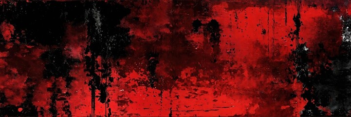 Dark red and black contemporary painting with splashes, grunge background. Modern poster for room decoration