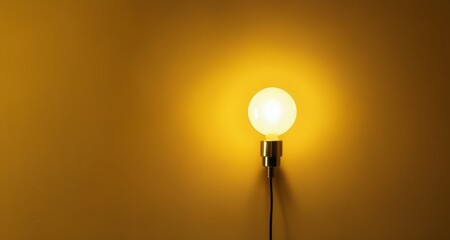  Illuminating simplicity - A single light bulb against a vibrant backdrop - obrazy, fototapety, plakaty