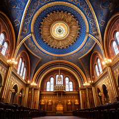 Fototapeta na wymiar Religious Intricacy: Stunning Architecture & Ornate Paintings inside the Gwoździec Synagogue