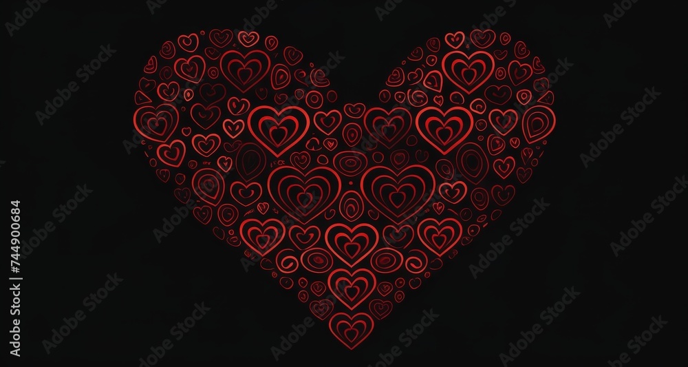 Poster  Red heart pattern, perfect for love-themed designs