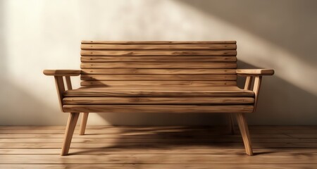 Fototapeta na wymiar Timeless elegance - A wooden bench in harmony with nature