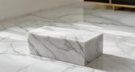  Elegant simplicity - A marble cube on a marble floor