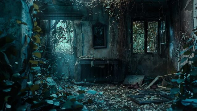 Overgrown room in a lost place.