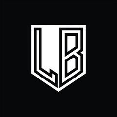 LB Letter Logo monogram shield geometric line inside shield design template