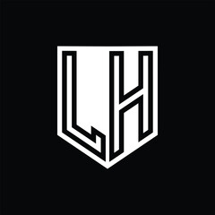 LH Letter Logo monogram shield geometric line inside shield design template
