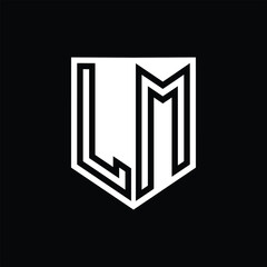 LM Letter Logo monogram shield geometric line inside shield design template