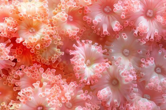 Close up image of coral, in the style of bokeh, uhd image, bright and vivid colors, light-filled seascapes, cross processing.
