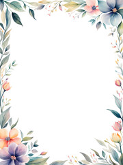 Fototapeta na wymiar floral-frame-painted-in-watercolor-minimalist-style-flat-illustration-no-background-floating-in